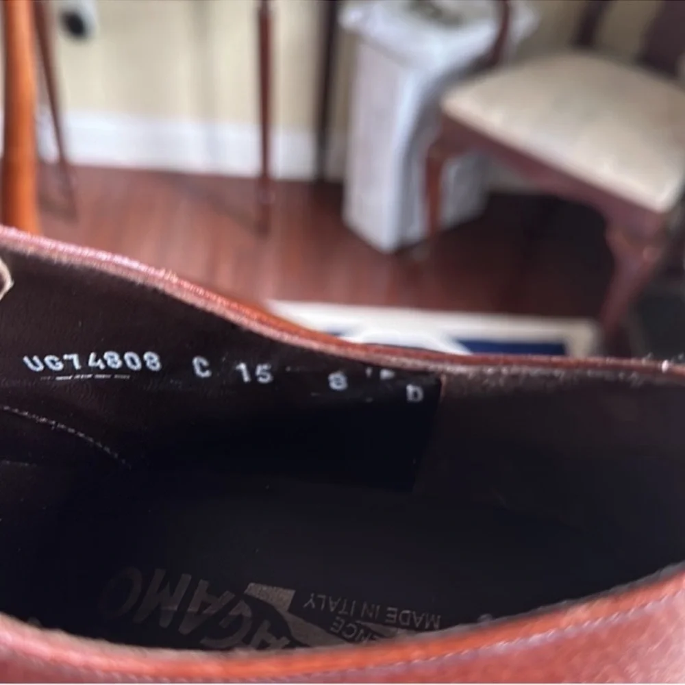 Salvatore Ferragamo Brown Pebble Leather Oxfords Sz 8 - Picture 12 of 12